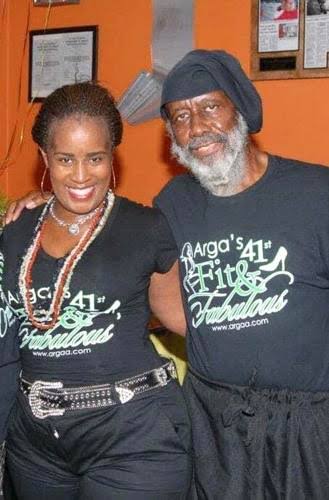 Arga V. Bourgeois with her father Vergis Bourgeois ('Sunshine') celebrating family, health, and Sunshine's Health Food Store & Vegetarian Deli