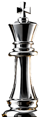 A brilliant chrome and silver chess king on a black background, representing clarity and precision in bookkeeping basics.