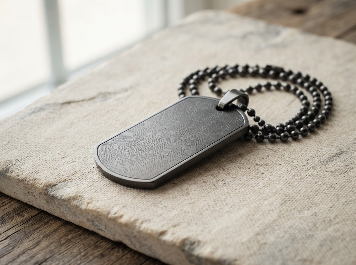 Patterned Dog Tag — concept photograph