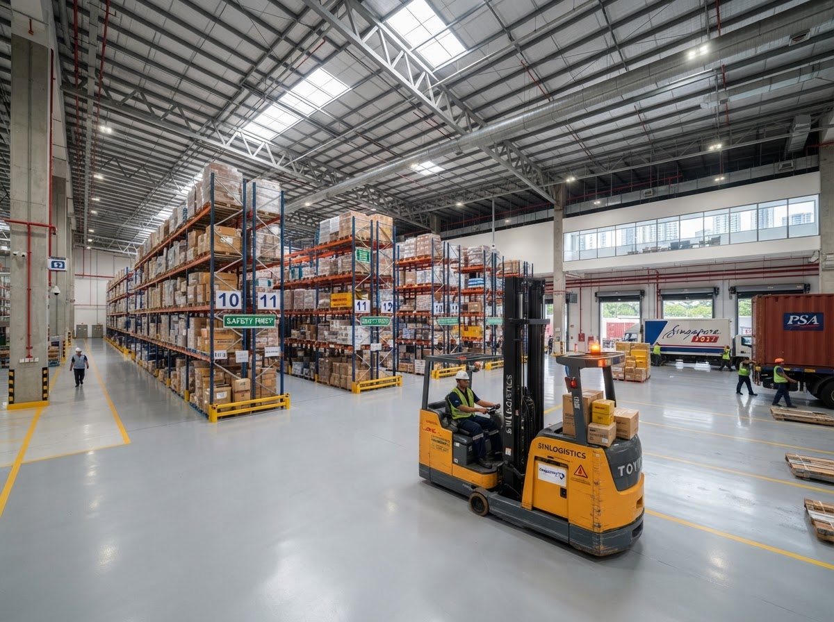 Interior of a Singapore industrial logistics warehouse