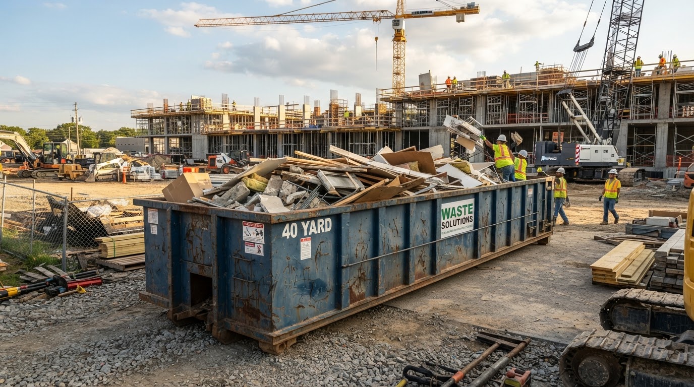 40 yard industrial dumpster at a commercial construction site in Wesley Chapel
