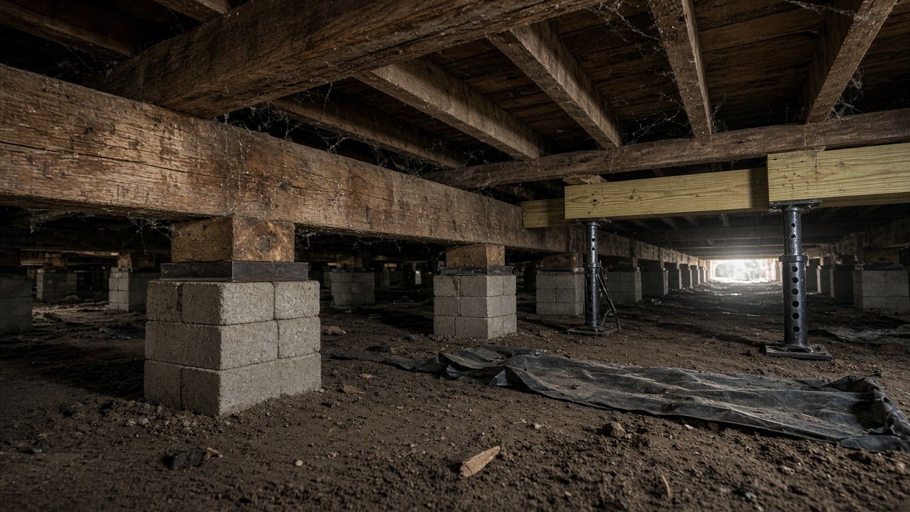Crawlspace piers and beams inspected for pier and beam repair in Forney, TX