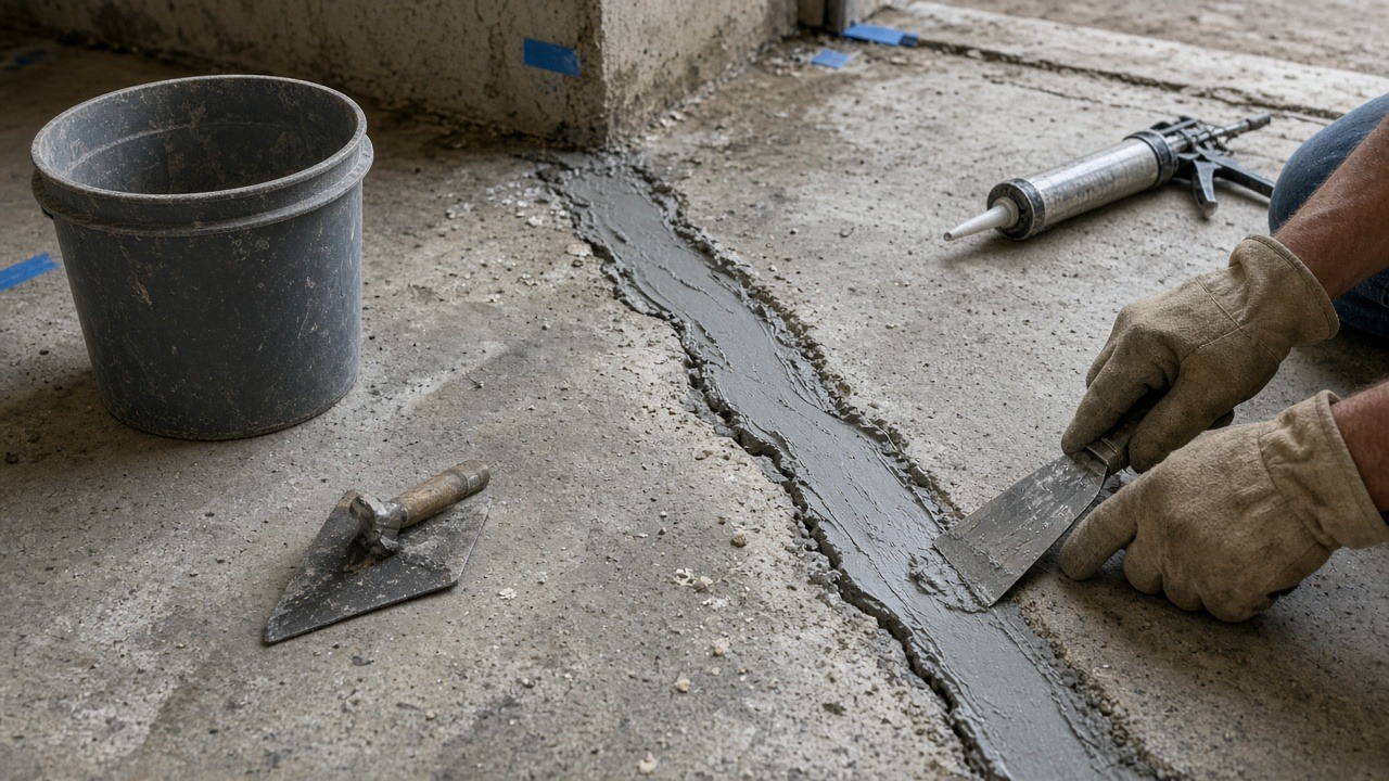 Sealing a cracked concrete slab during slab foundation repair in Forney, TX