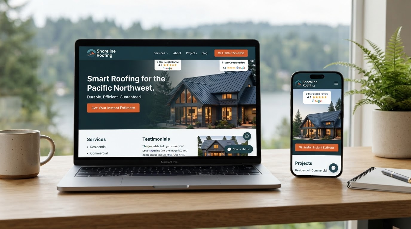 Roofing company website demonstration preview