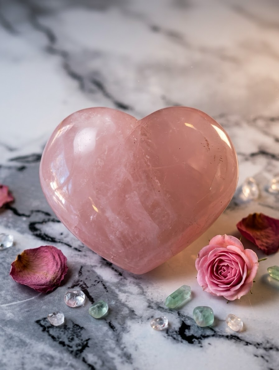 Corazón de cuarzo rosa