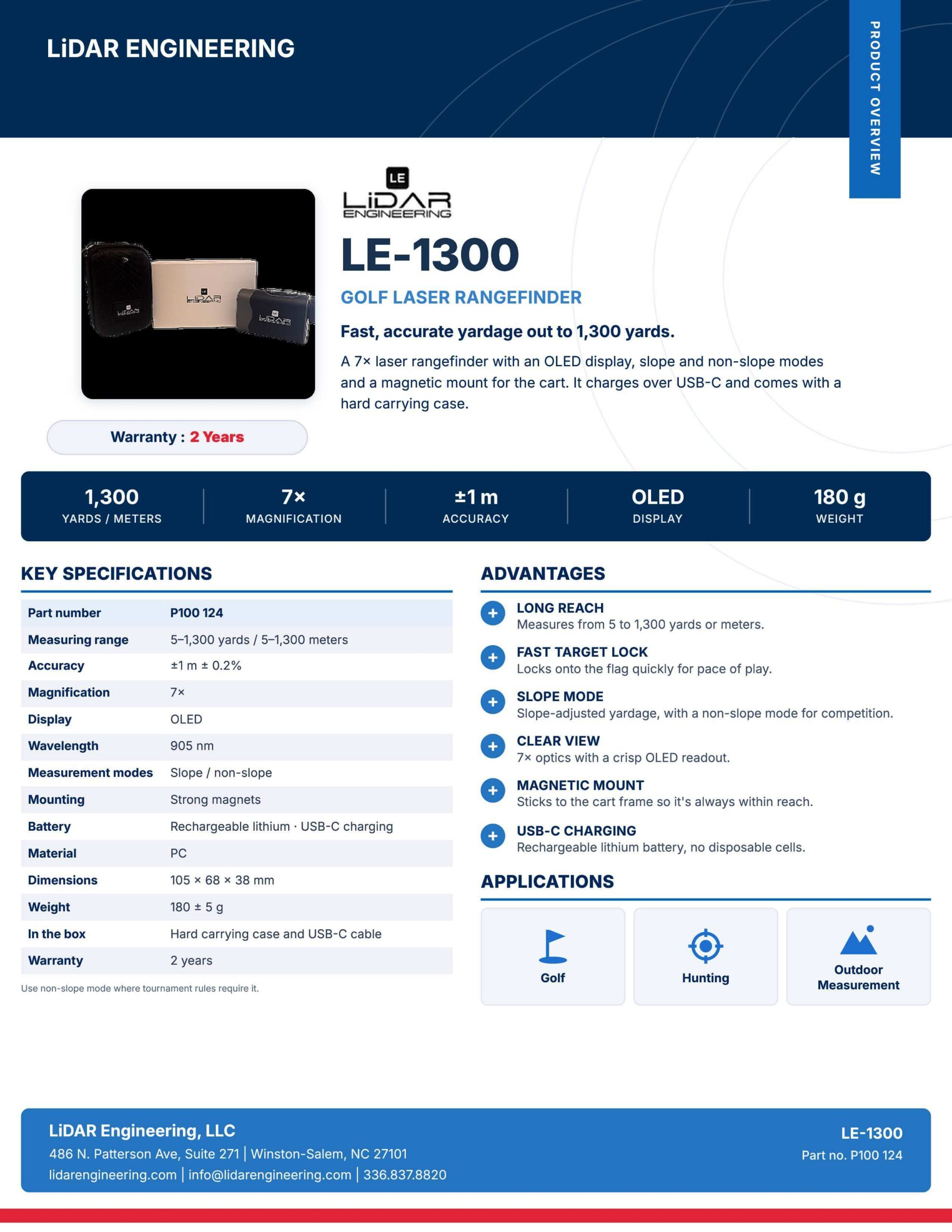 LE-1300 package with hard case, presentation box, and unit