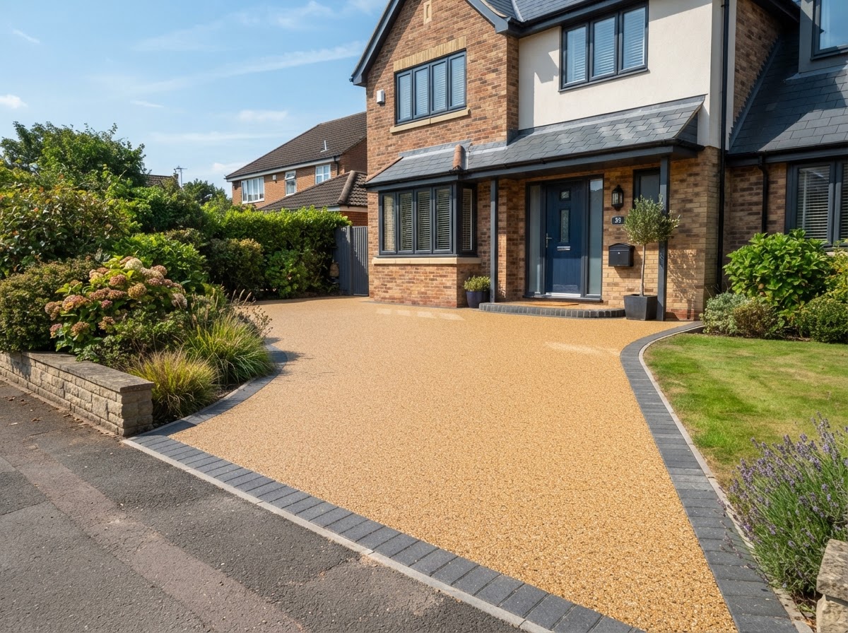 Resin bound driveway installed by J&J Contractors in Exeter