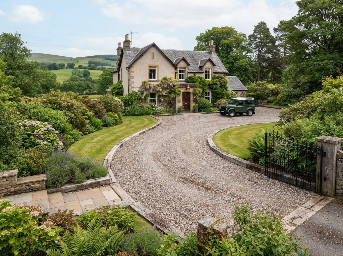 Completed gravel driveway project in South Devon