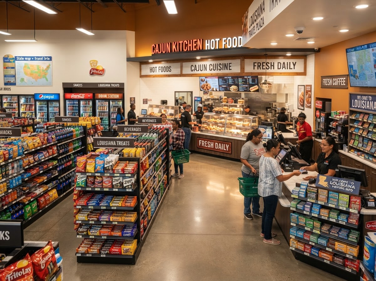 Inside the USA Travel Plaza convenience store in Monroe
