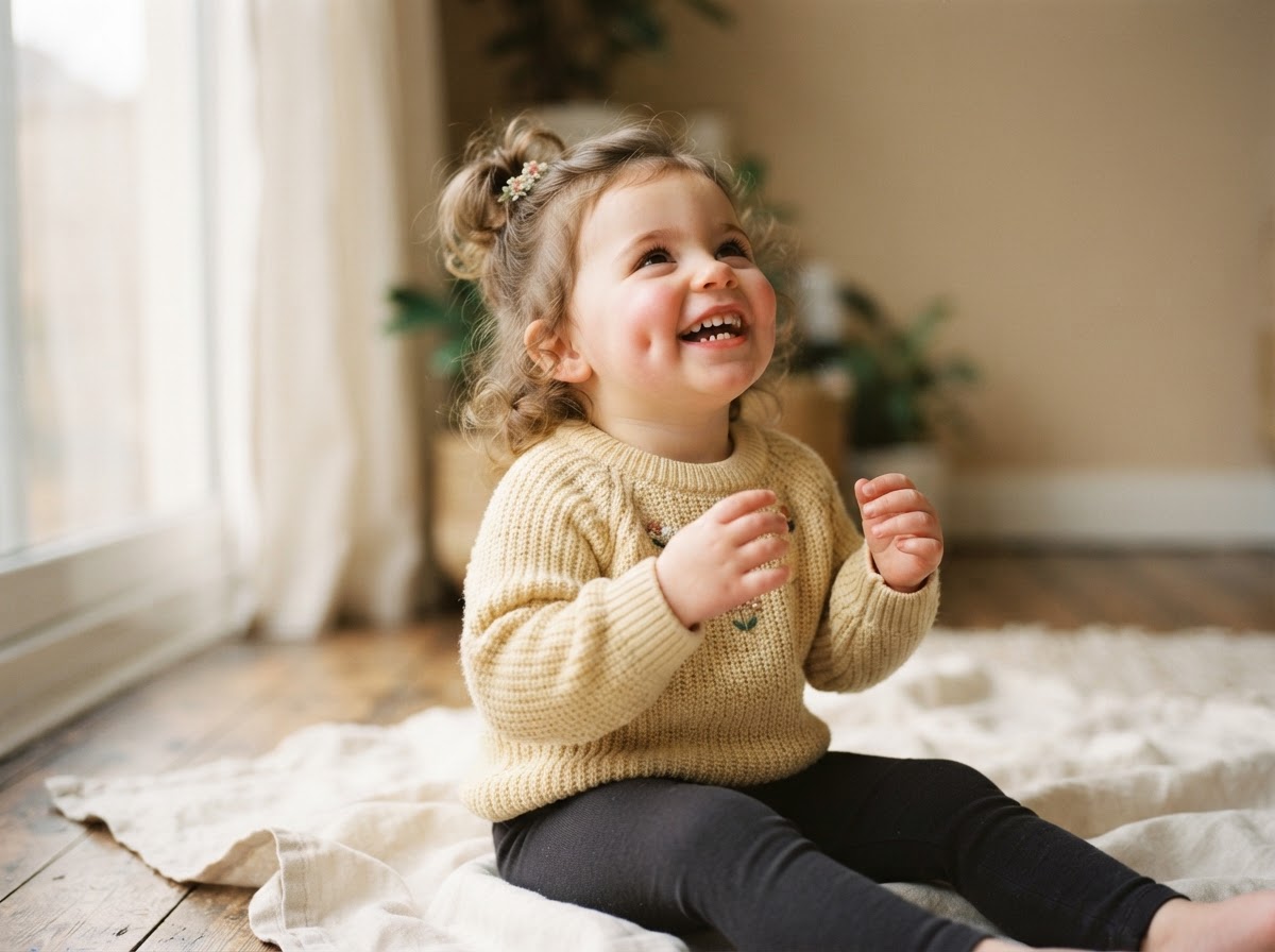 Happy small child smiling at Cross River Therapy in New Mexico