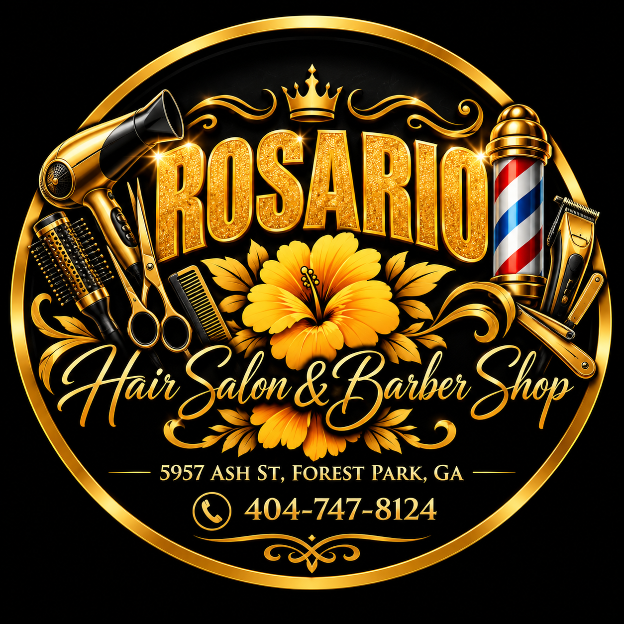 Rosario's Hair Salon & Barber Shop Logo