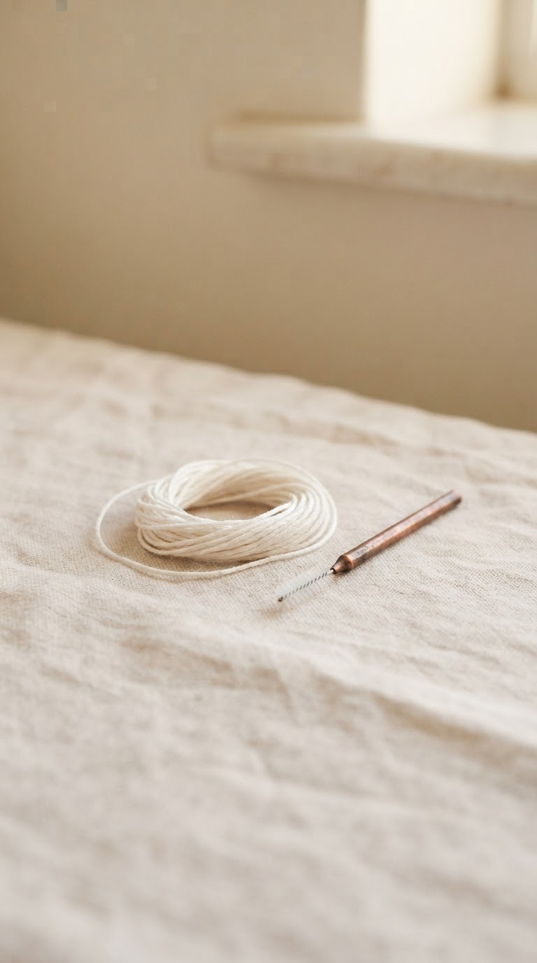 Soft flossing scene with string floss and an interdental brush