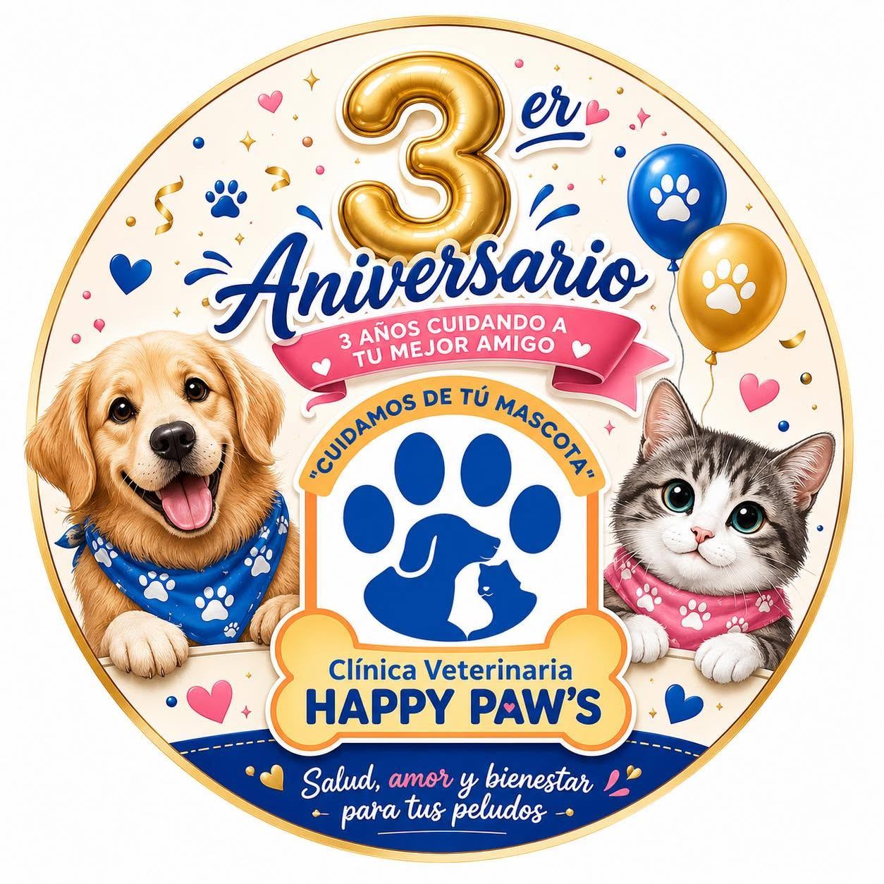 Emblema Oficial Happy Paw's 3er Aniversario