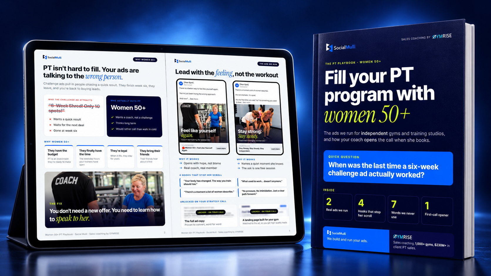 Women 50+ PT Ad Playbook - iPad and Book Mockup