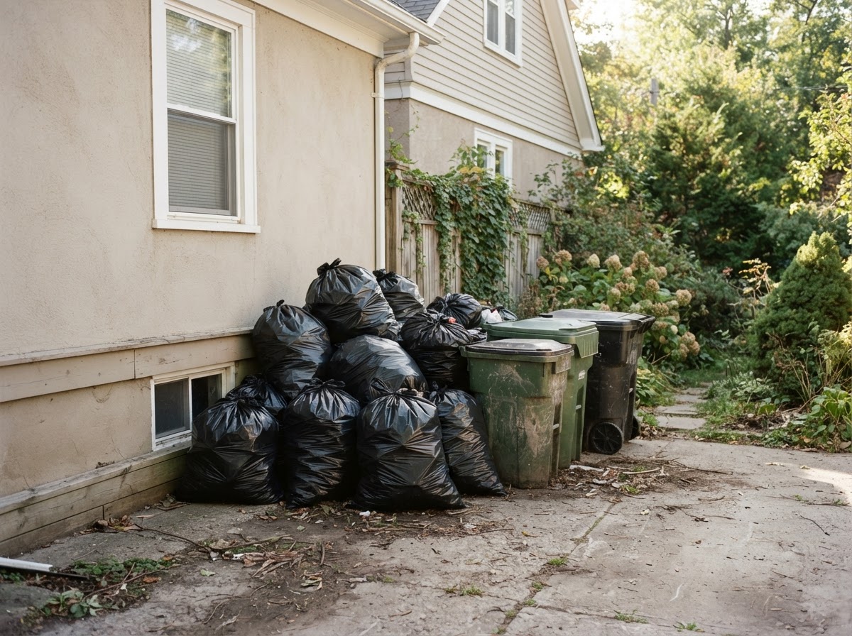 Garbage Removal before — cluttered space before the haul away