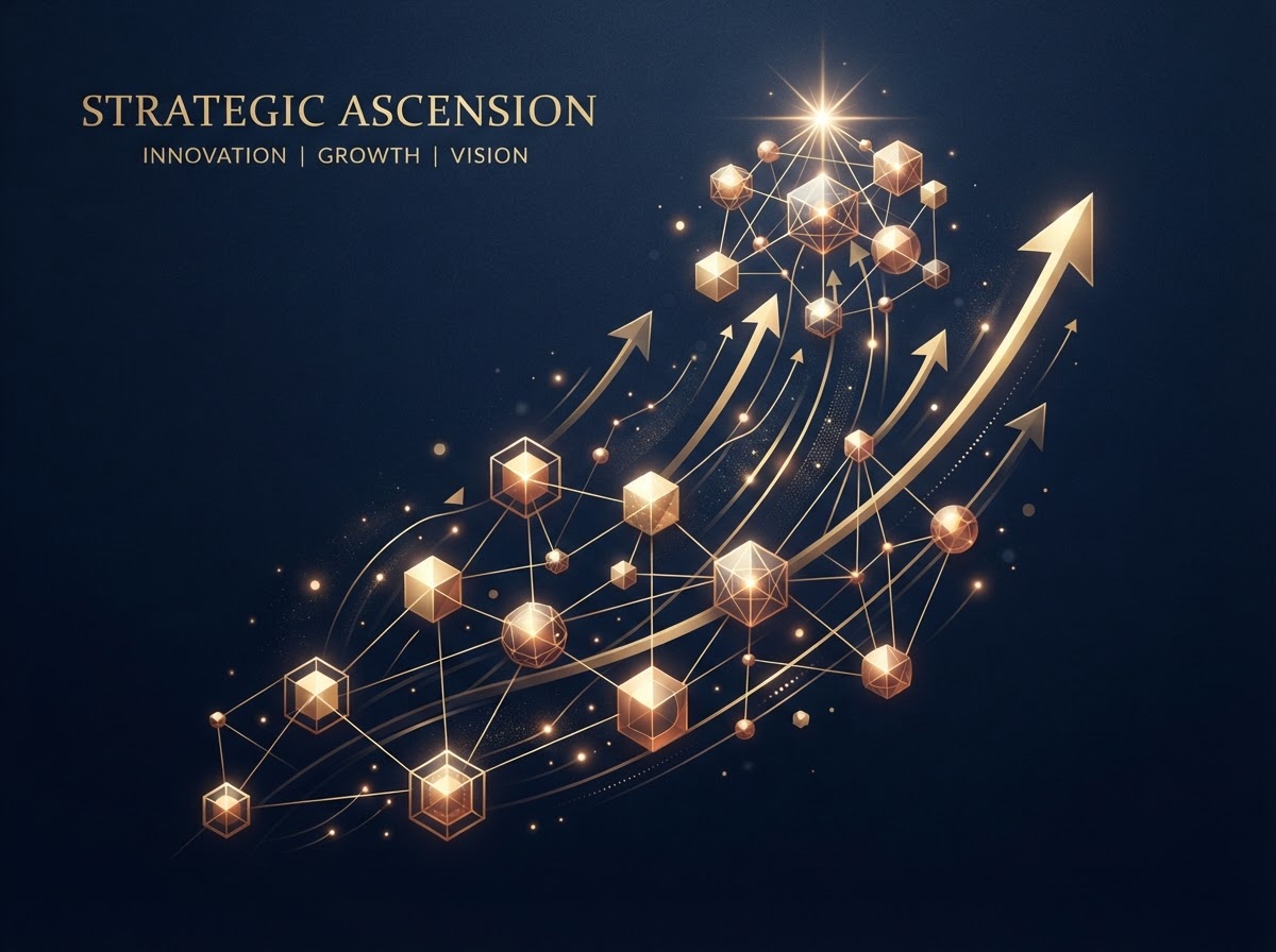 Business strategy concept with interconnected growth nodes