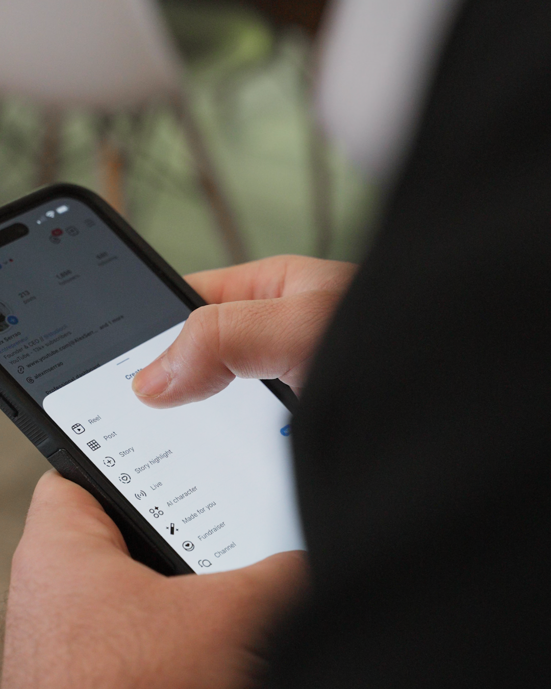 Agent preparing to post reel on Instagram from mobile device