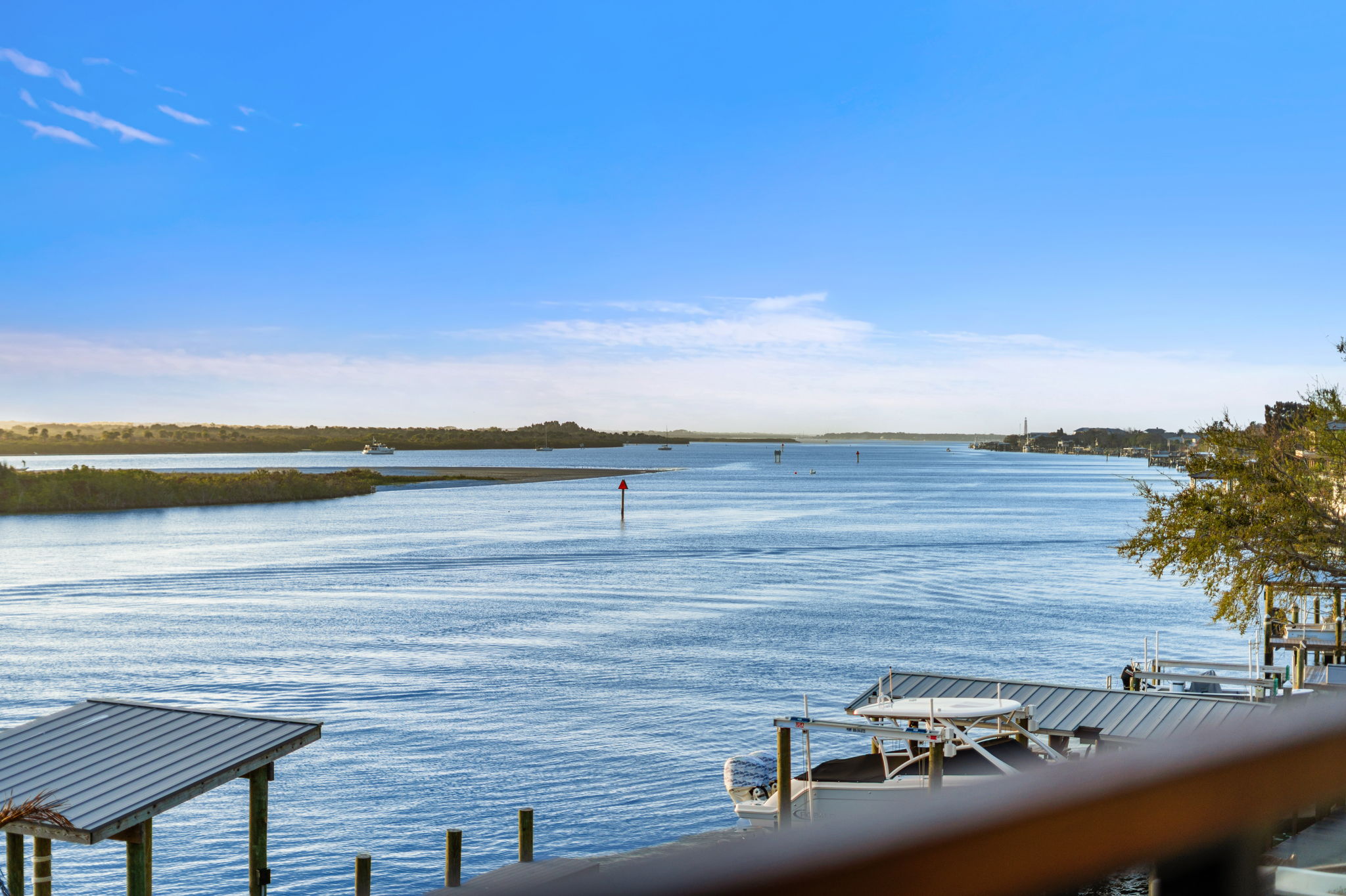 Aerial canal homes and boat docks