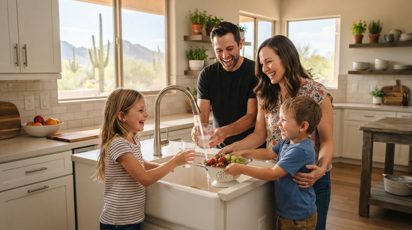 Family enjoying clean, soft water in their Arizona home