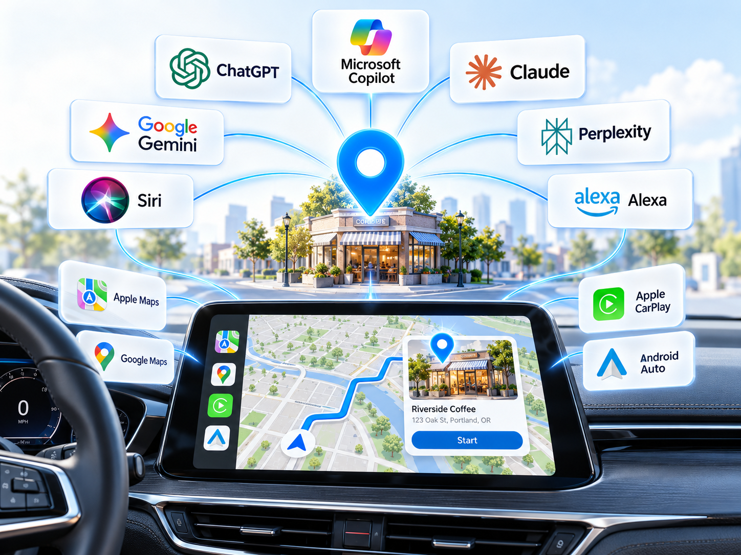 AI Knowledge Ingestion — ChatGPT, Copilot, Claude, Gemini, Siri, Alexa, Apple Maps & Car Dashboards