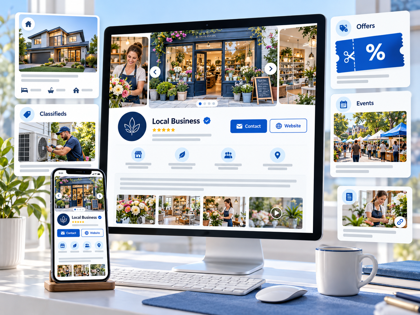 Photo Slideshow, Classified Ads, Offers, Events & Real Estate Listings Hub
