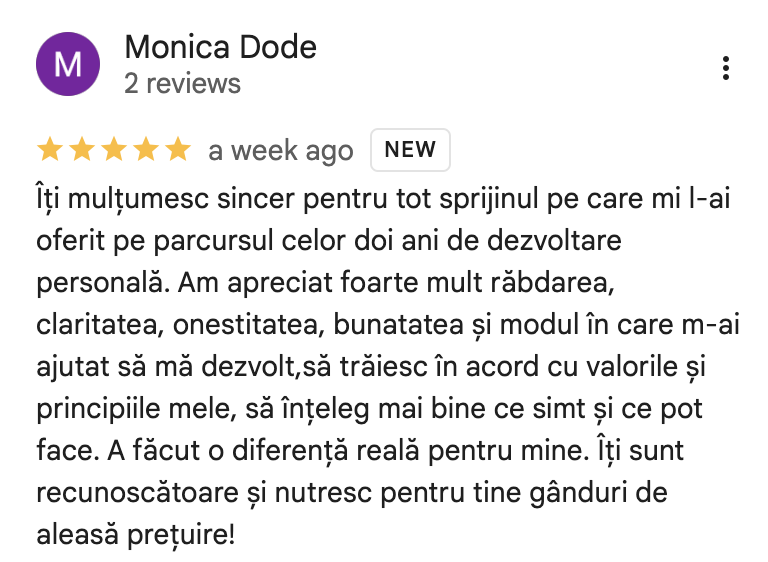 Recenzie Google - Monica Dode