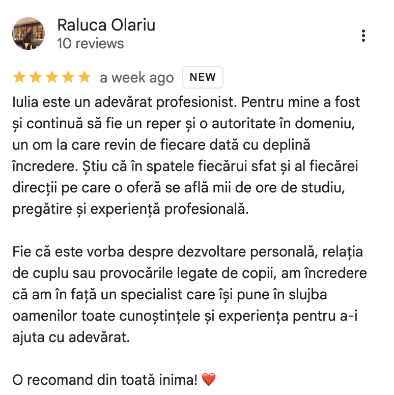 Recenzie Google - Raluca Olariu