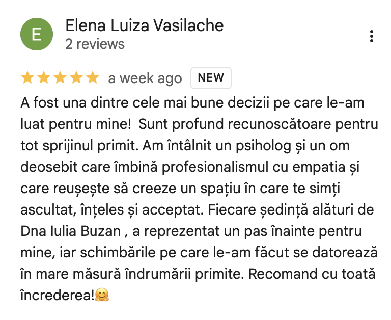 Recenzie Google - Elena Luiza Vasilache