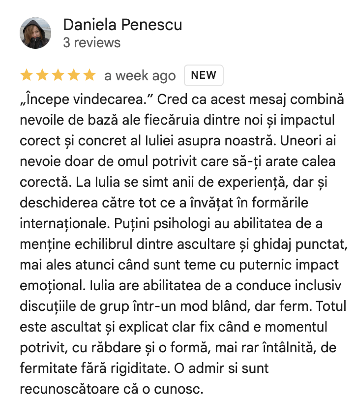 Recenzie Google - Daniela Penescu