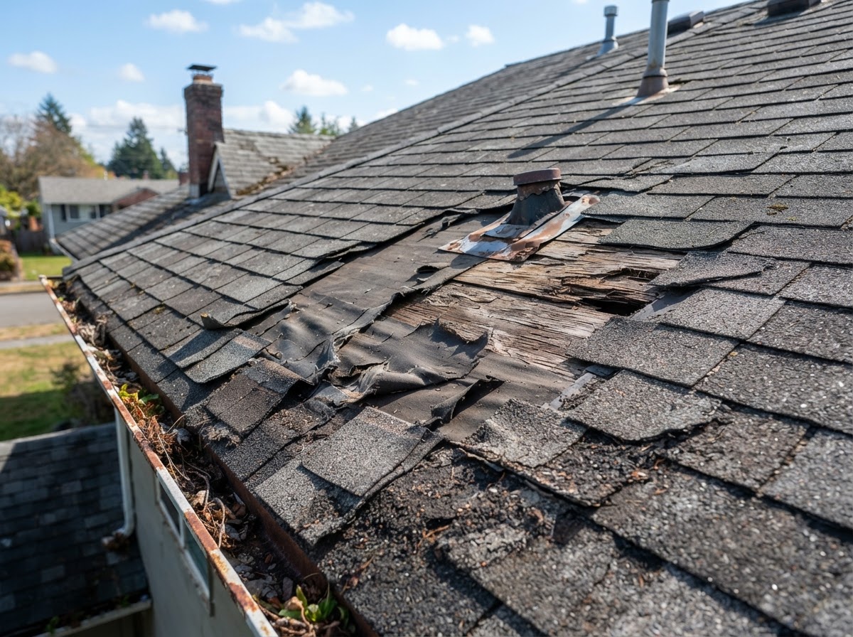 Roofing Repair before — deteriorated condition