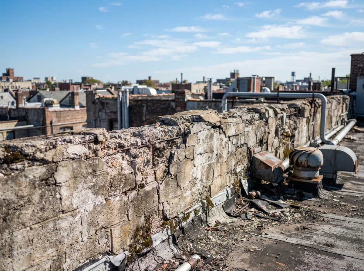 Local Law 126 Repairs before — deteriorated condition