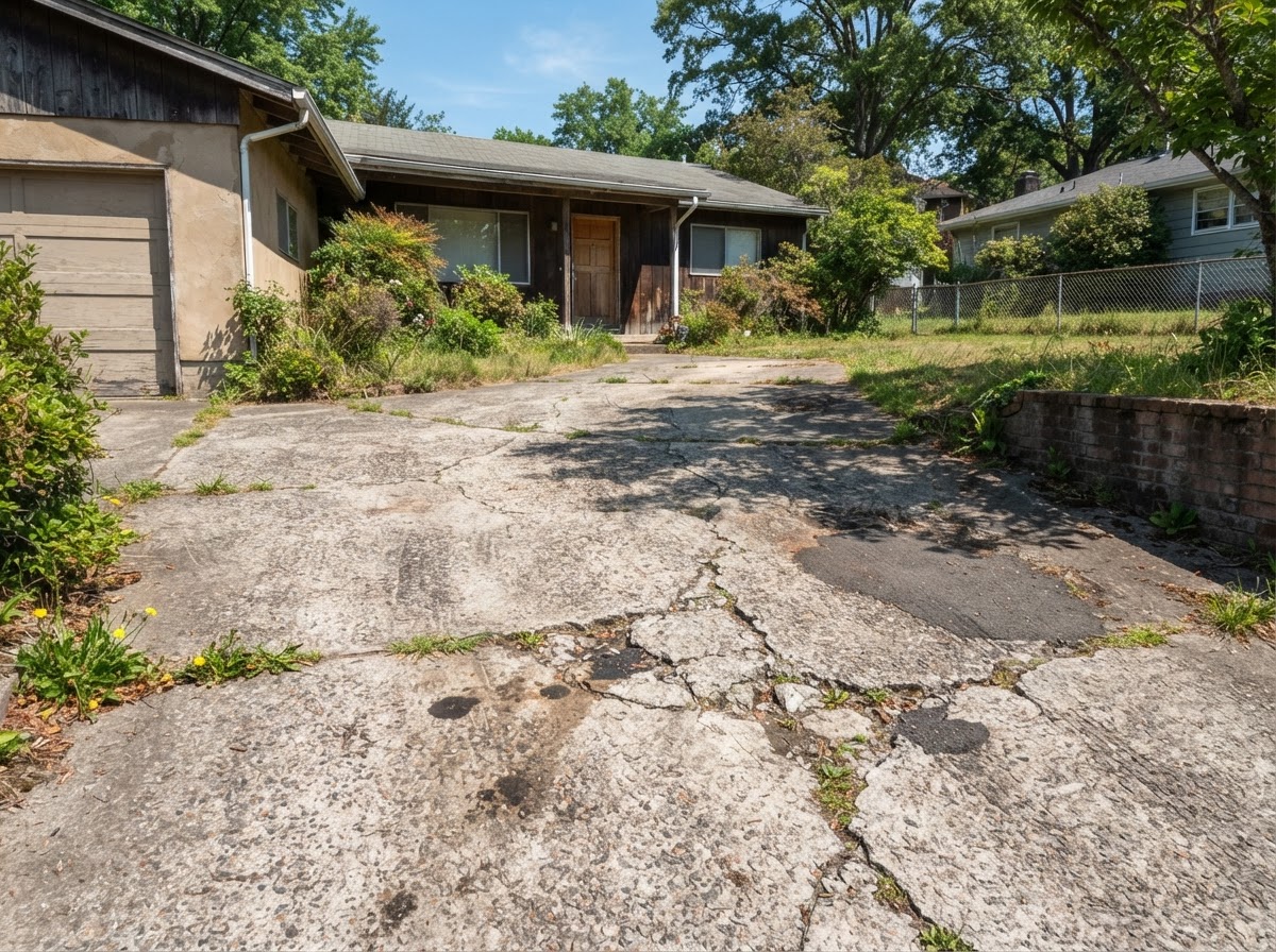 Concrete Driveways before — deteriorated condition