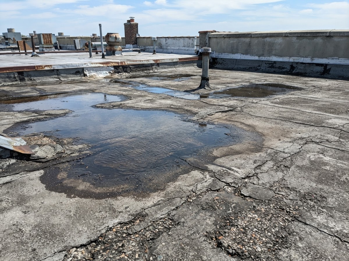 Roofing Waterproofing before — deteriorated condition