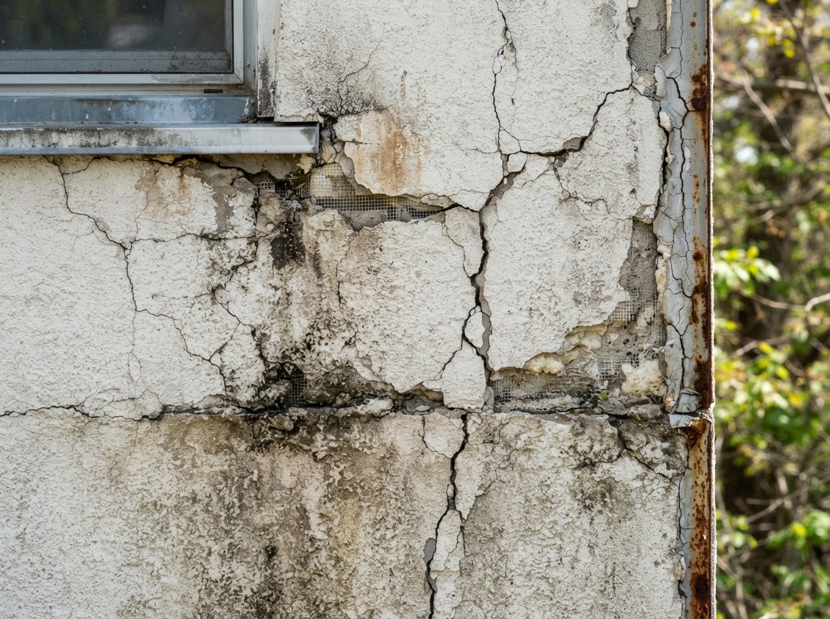 EIFS before — deteriorated condition