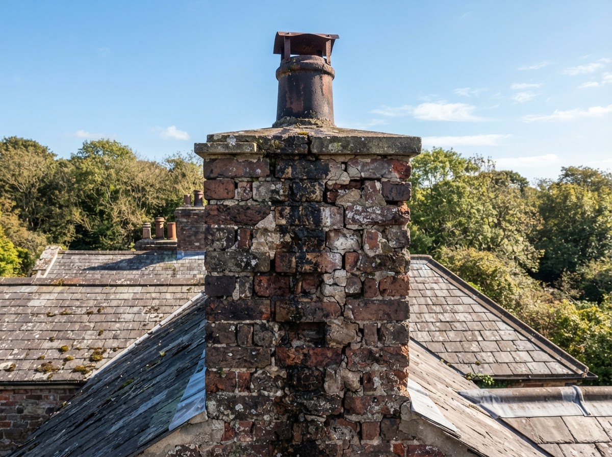 Chimney Waterproofing before — deteriorated condition
