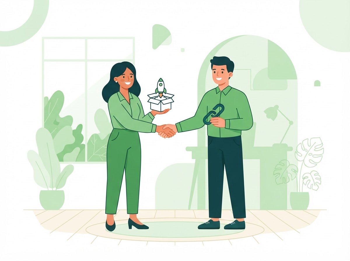 Illustration: Produkteigner und Affiliates finden in der Partnerbörse zusammen