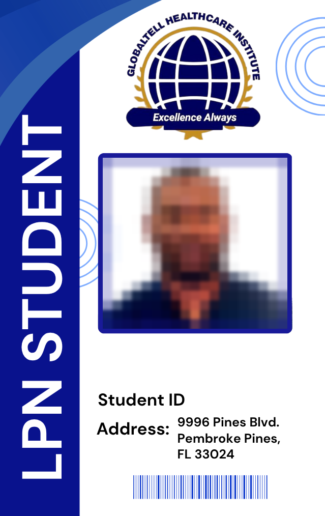 Redacted sample card - face and details blurred to protect privacy