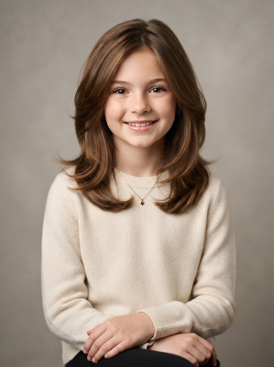 Girls Layered Cut kids' haircut at Tim Hair Design