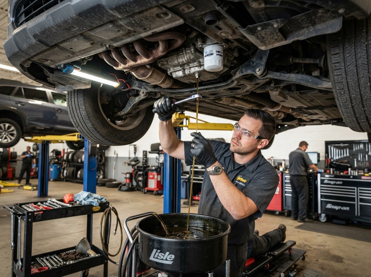 Routine vehicle maintenance and oil service in Copiague