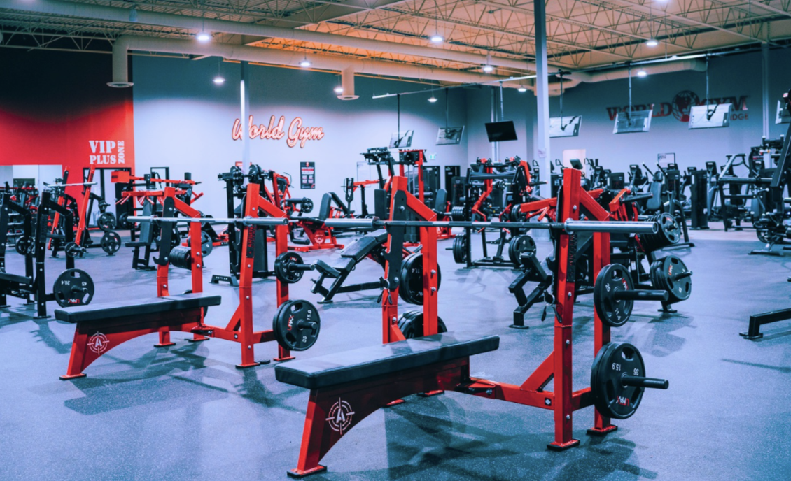 World Gym training floor and strength equipment