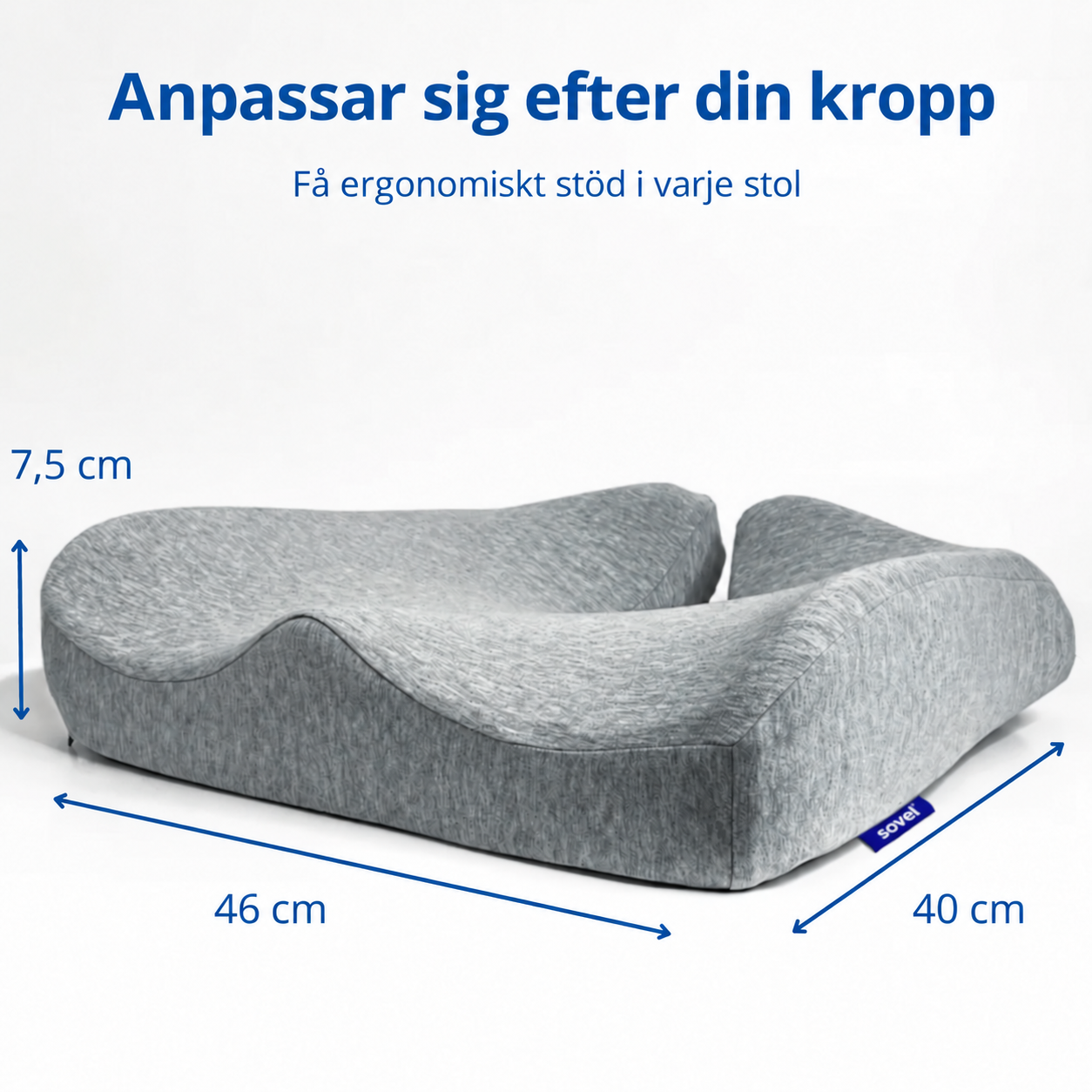Anpassar sig efter din kropp – Mått 46 x 40 x 7,5 cm