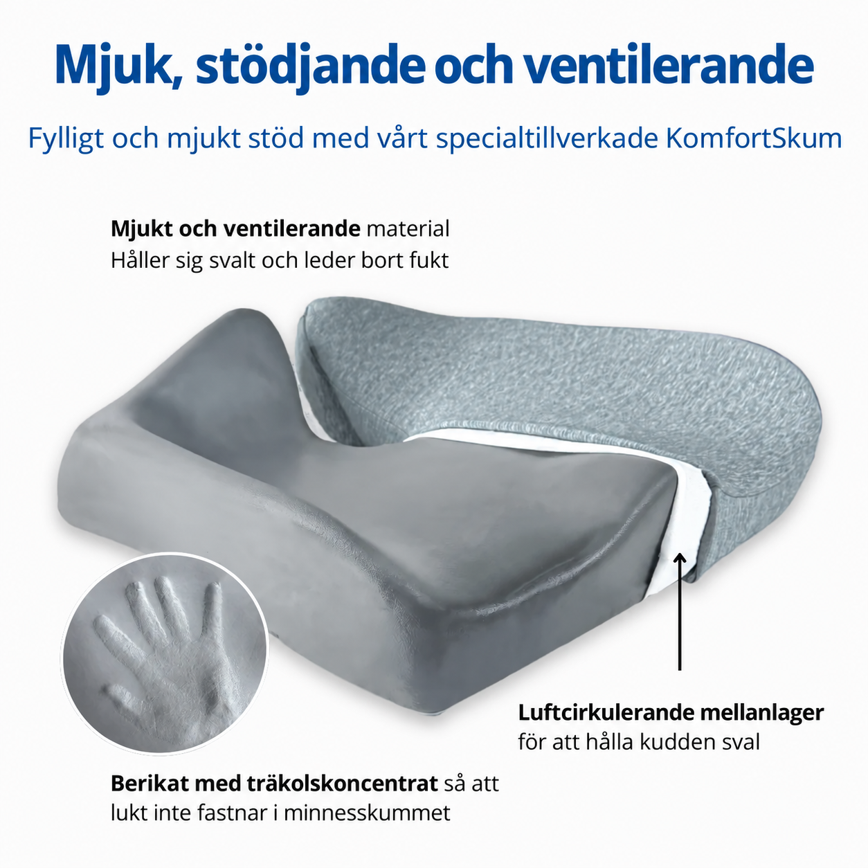 Mjuk, stödjande och ventilerande KomfortSkum