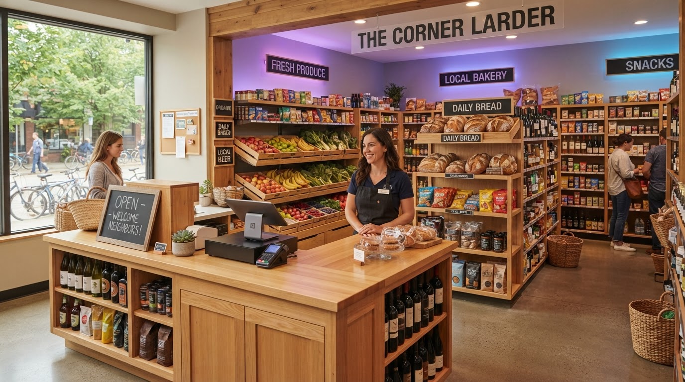 Inside Kingshill Premier Store — a bright, friendly local convenience store with neatly stocked shelves
