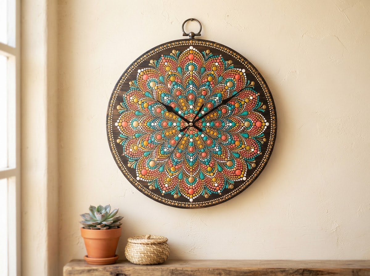 Dot Mandala Wall Clock — handmade by @hobbyideashub