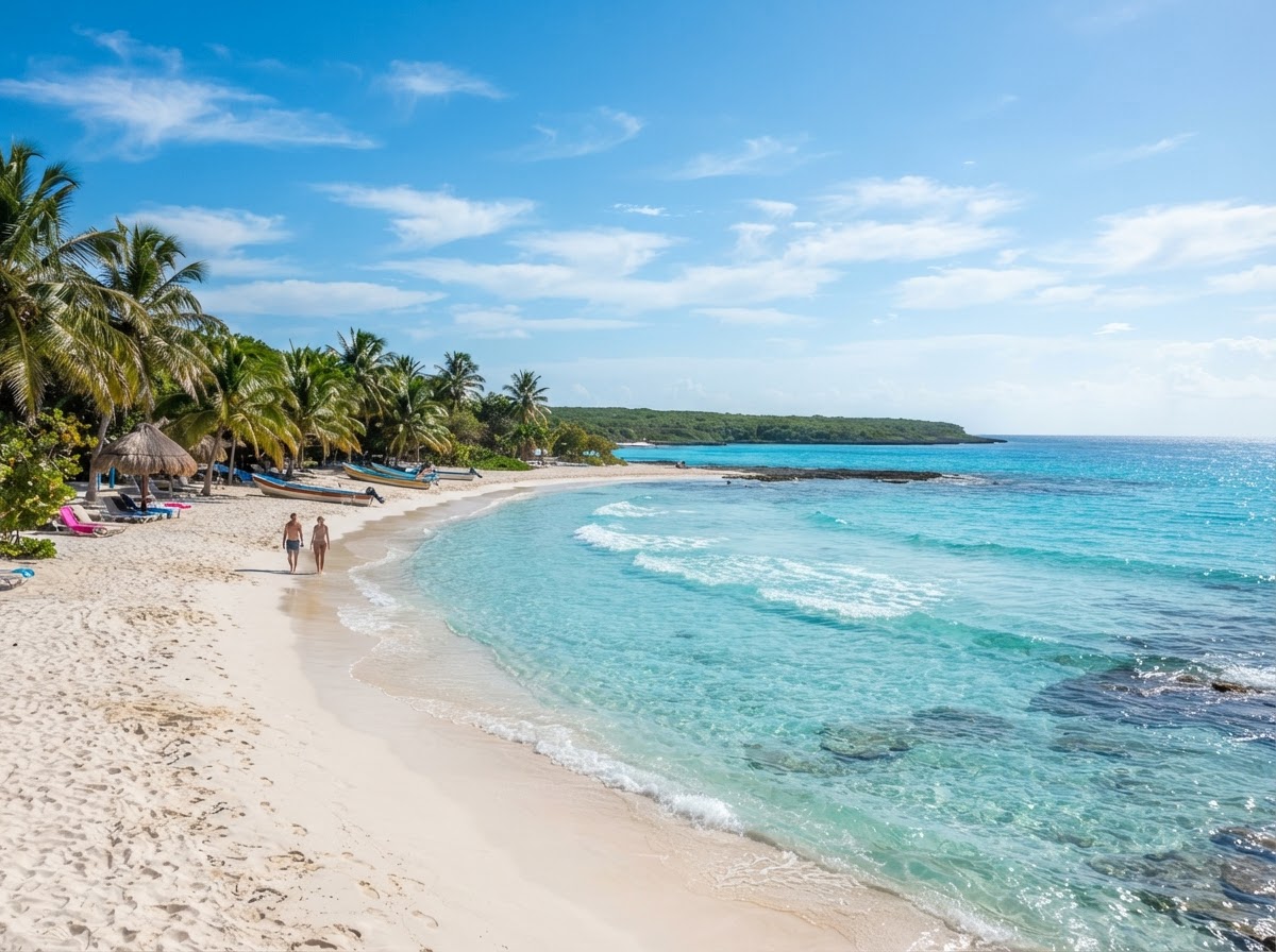 Caribbean beach and turquoise water; destination inspiration