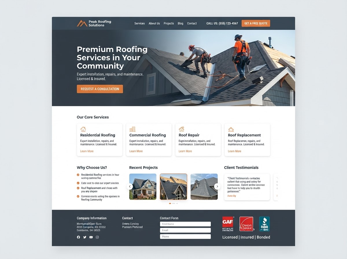Roofing website built by Vexlo Digital
