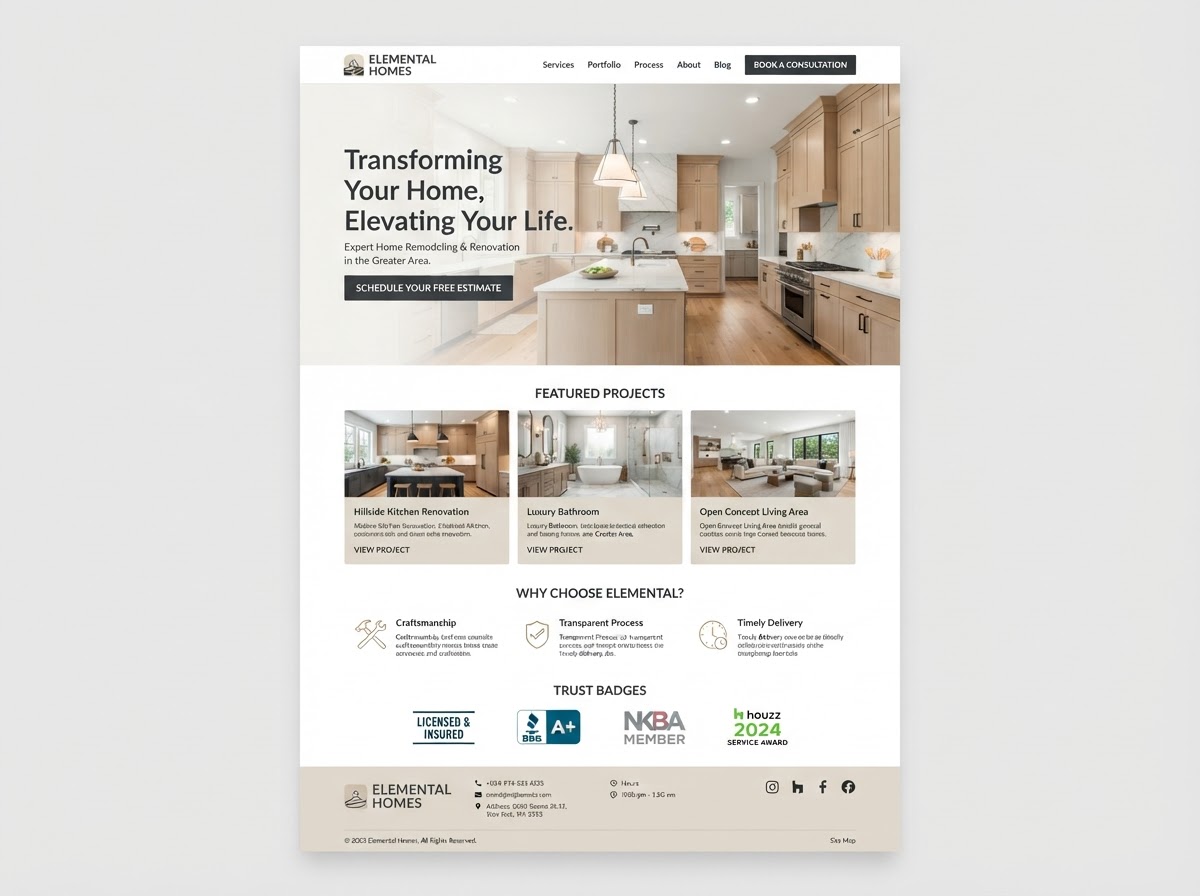 Remodeling website built by Vexlo Digital