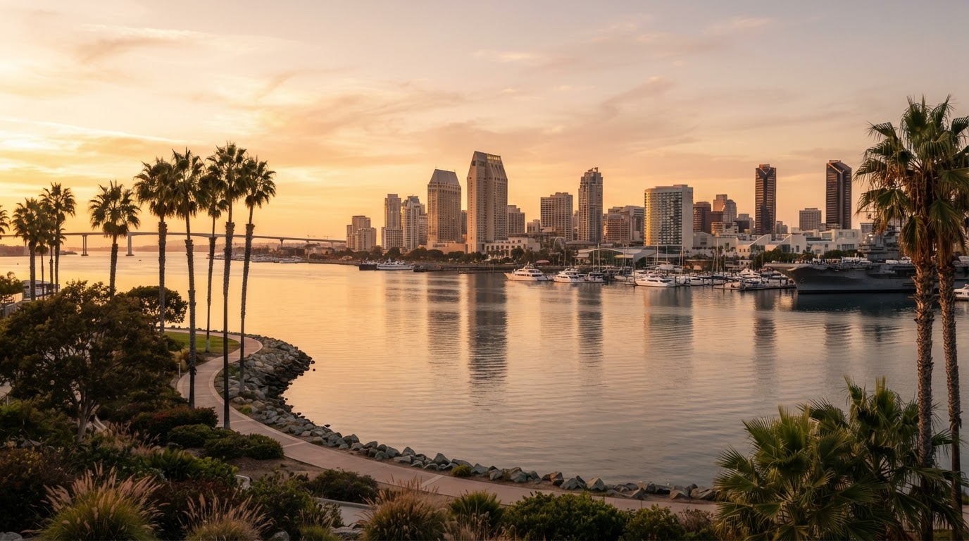 San Diego skyline at golden hour