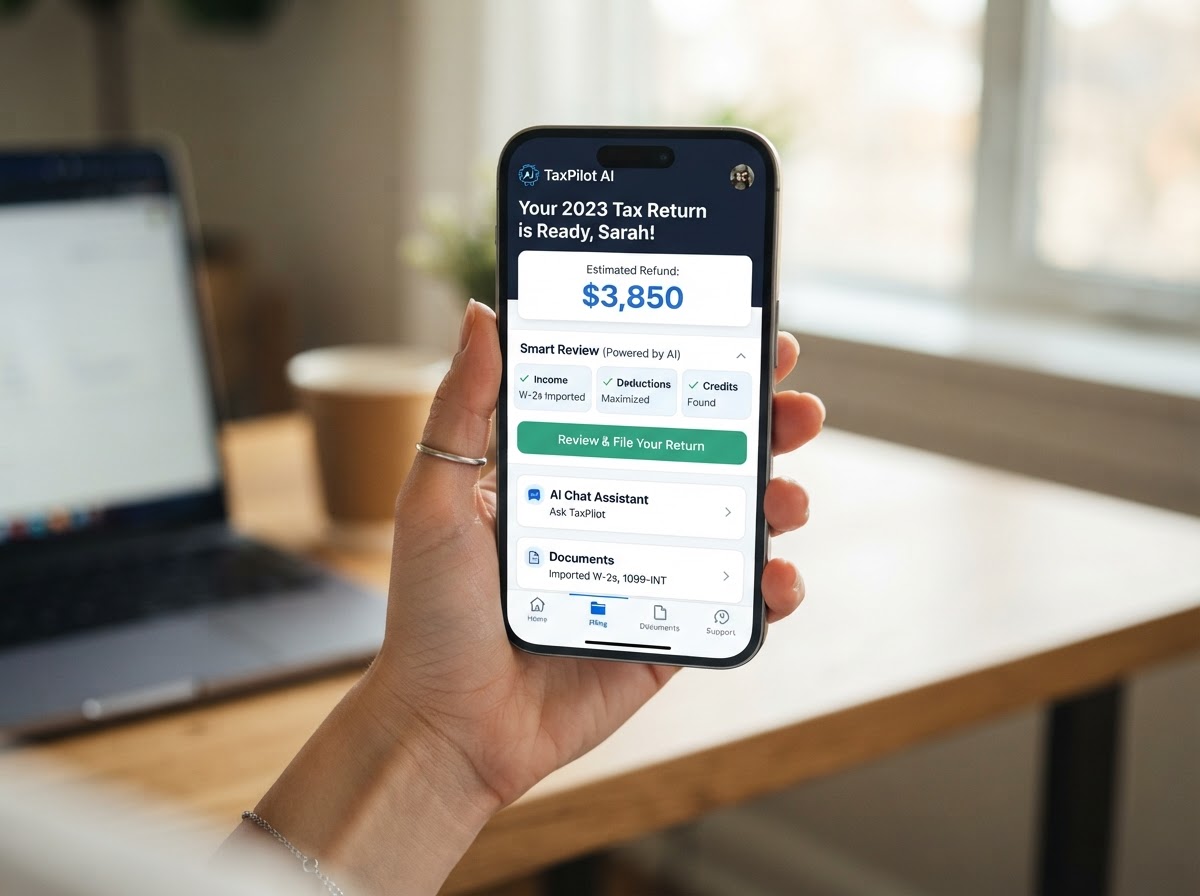 AI tax app on a smartphone
