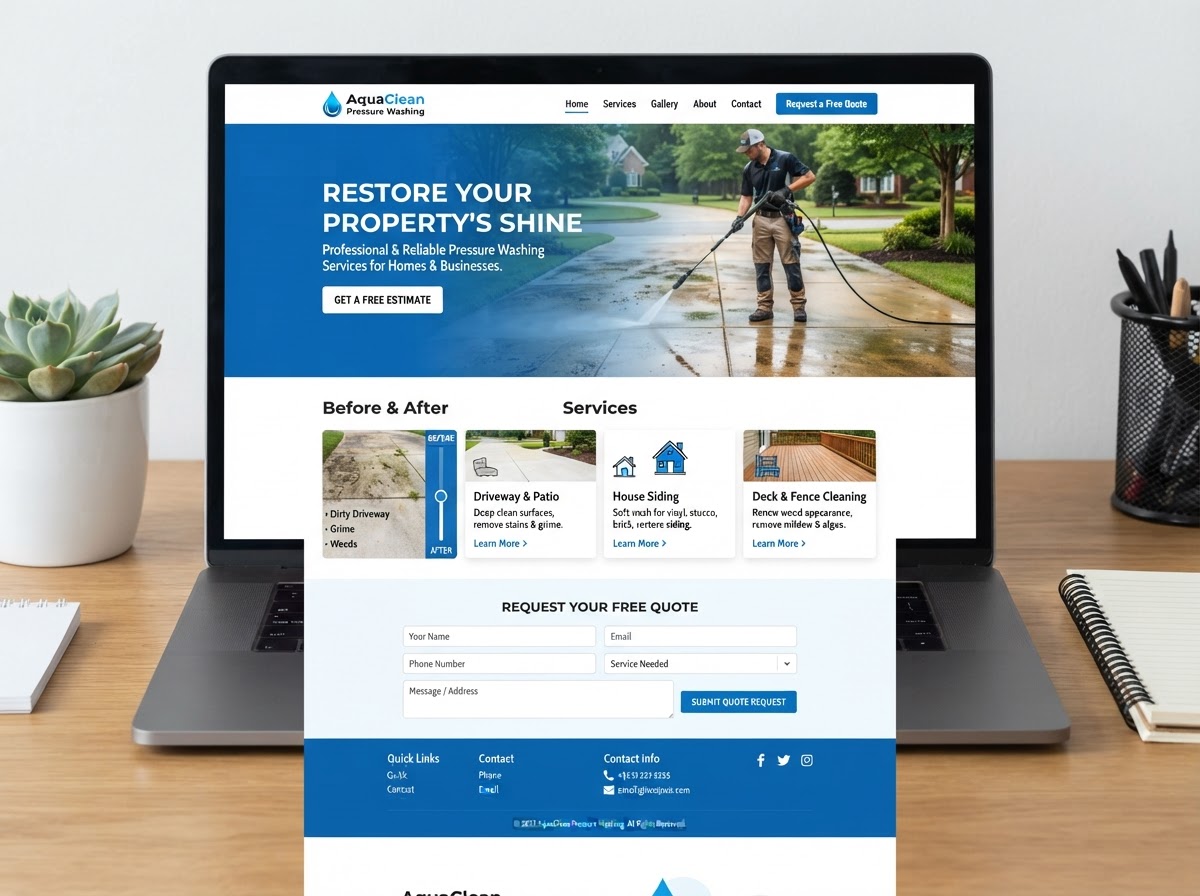 Example Pressure Washing business website mockup